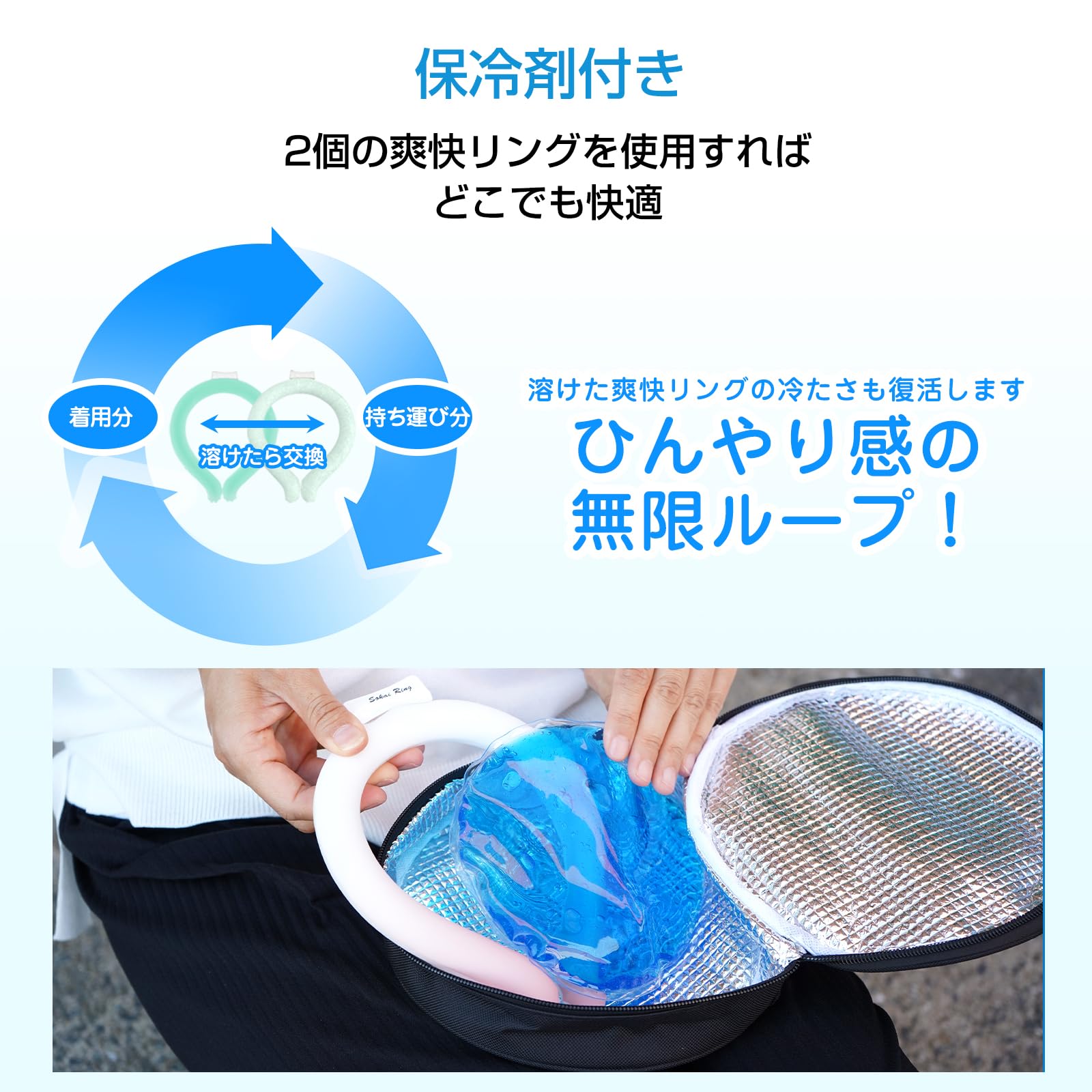 Amazon | Fkstyle クールリング ポーチ【専用保冷剤付き・冷たさ復活